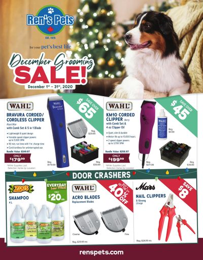 Ren's Pets Depot Monthly Grooming Sale Flyer December 1 to 31