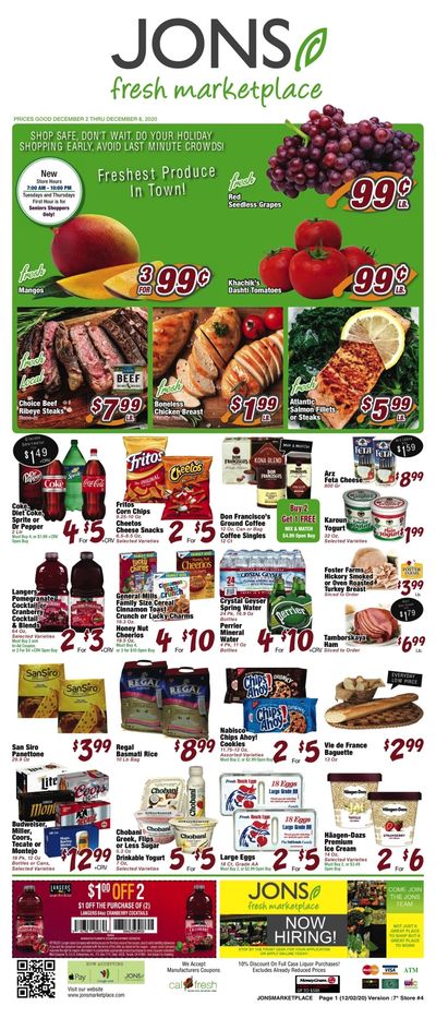 JONS Fresh Marketplace Weekly Ad Flyer December 2 to December 8, 2020