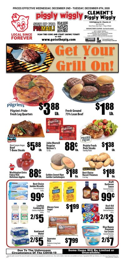 Piggly Wiggly (LA) Weekly Ad Flyer December 2 to December 8, 2020