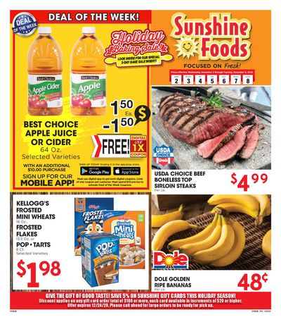 Sunshine Foods Weekly Ad Flyer December 2 to December 8, 2020