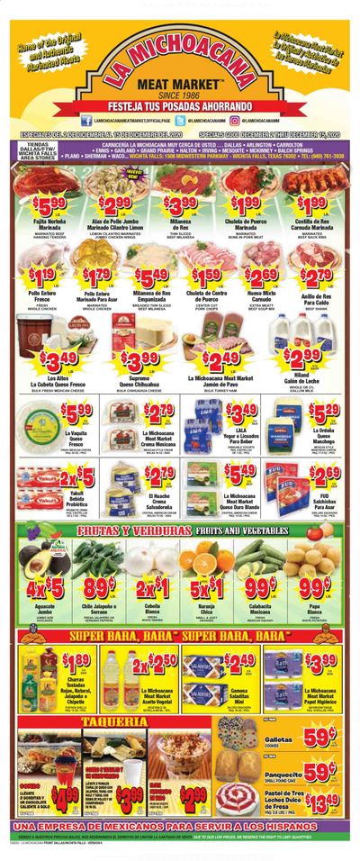 La Michoacana Meat Market (OK, TX) Weekly Ad Flyer December 2 to December 15