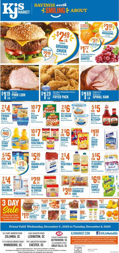 KJ´s Market (GA, SC) Weekly Ad Flyer December 2 to December 8