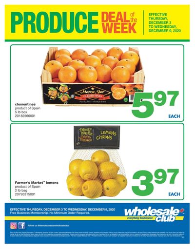 Wholesale Club (Atlantic) Produce Deal of the Week Flyer December 3 to 9