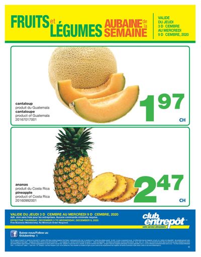 Wholesale Club (QC) Produce Deal of the Week Flyer December 3 to 9