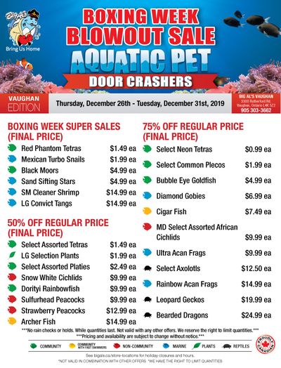 Big Al's (Vaughan) Weekly Specials December 26 to 31