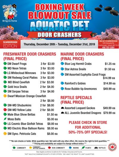 Big Al's (Scarborough) Weekly Specials December 26 to 31
