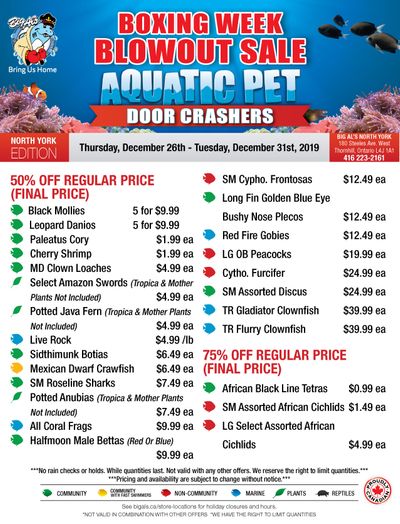Big Al's (North York) Weekly Specials December 26 to 31