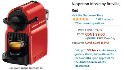 Amazon Canada Holiday Deals: Save 38% on Nespresso Inissia by Breville + 32% on Wireless Selfie Stick + More HOT Offers