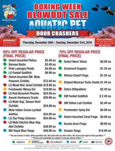 Big Al's (Newmarket) Weekly Specials December 26 to 31