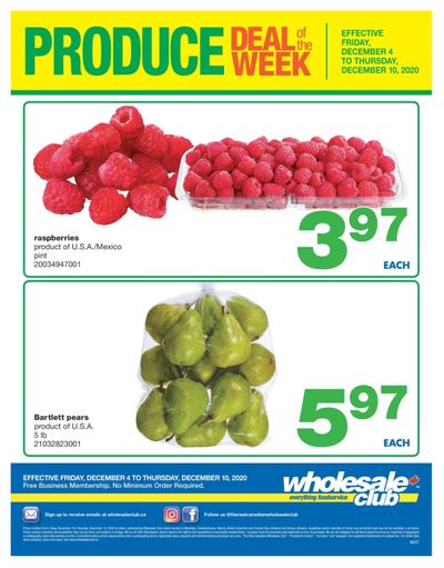Wholesale Club (West) Produce Deal of the Week Flyer December 4 to 10