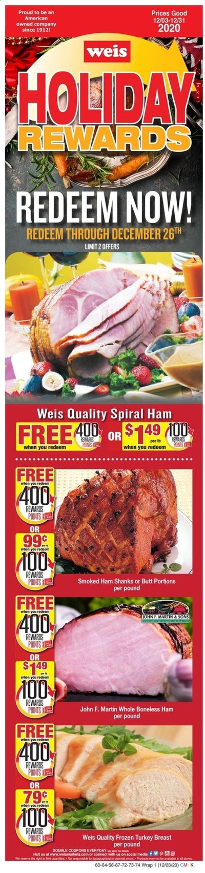 Weis Weekly Ad Flyer December 3 to December 31