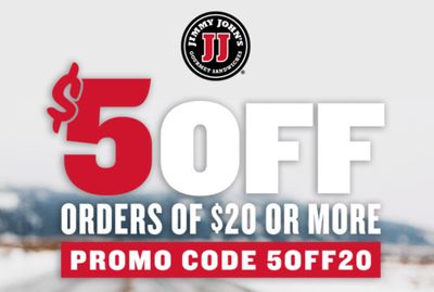 Get $5 Off Online or In-App Orders of $20 or More with New Promo Code at Jimmy John's