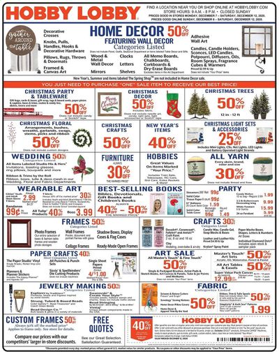 Hobby Lobby Weekly Ad Flyer December 6 to December 12