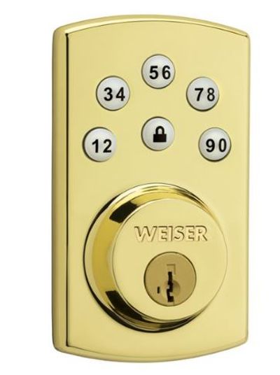 Weiser Powerbolt SmartKey Electronic Deadbolt with Lighted Keypad (Polished Brass) For $64.50 At Lowe's Canada