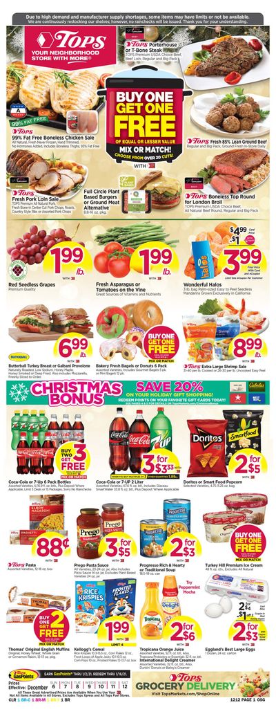 Tops Friendly Markets Holiday Weekly Ad Flyer December 6 to December 12, 2020