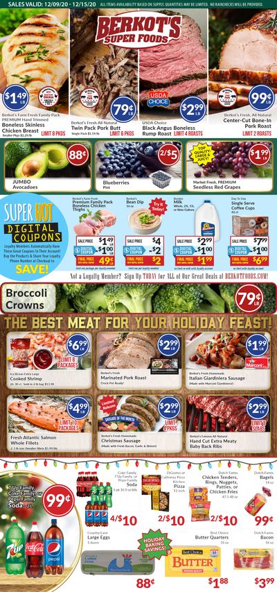 Berkot's Super Foods Holiday Weekly Ad Flyer December 9 to December 15, 2020
