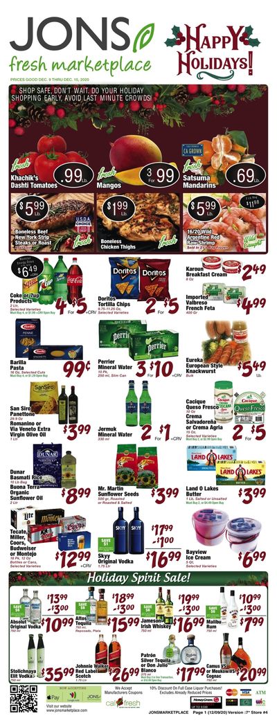 JONS Fresh Marketplace Holiday Weekly Ad Flyer December 9 to December 15, 2020