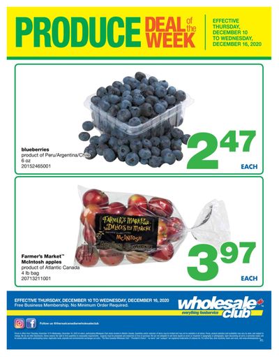 Wholesale Club (Atlantic) Produce Deal of the Week Flyer December 10 to 16