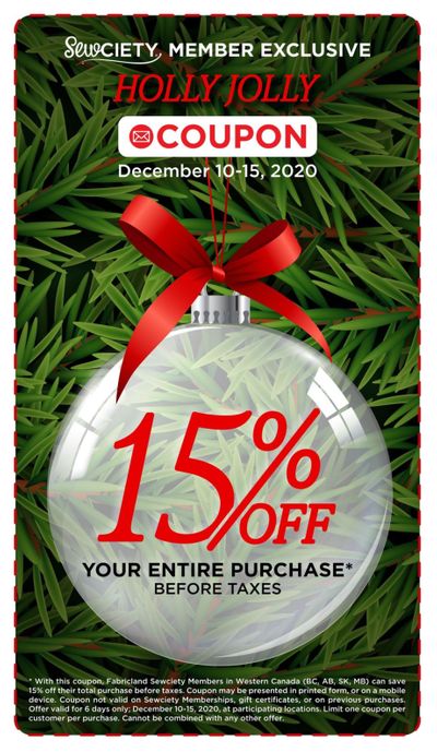 Fabricland (West) Member Exclusive Coupon December 10 to 15