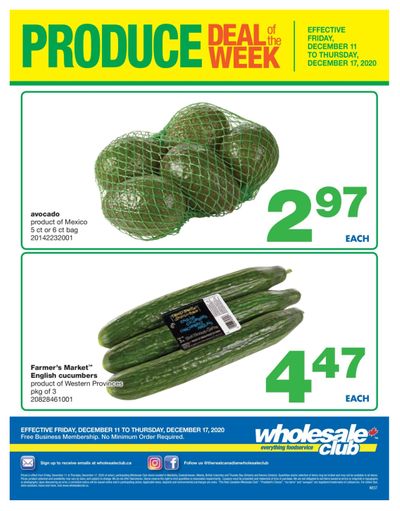 Wholesale Club (West) Produce Deal of the Week Flyer December 11 to 17