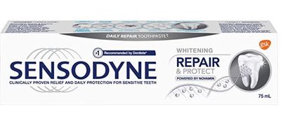 Sensodyne Repair & Protect Daily Whitening Sensitivity toothpaste for Sensitive Teeth, Mint 75ml For $3.99 At Amazon Canada