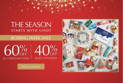 Lindt Chocolate Canada Boxing Week Sale: Save 60% off All Christmas Items + 40% of Gift Boxes!