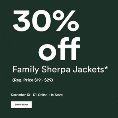 Joe Fresh Canada Holiday Deals: Save 30% OFF Family Sherpa Jackets + $19 Adult Sweaters + More