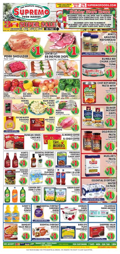 Supremo Food Market Holiday Weekly Ad Flyer December 12 to December 18, 2020