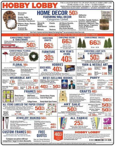 Hobby Lobby Weekly Ad Flyer December 13 to December 19 Hobby Lobby Weekly Ad Flyer December 13 to December 19