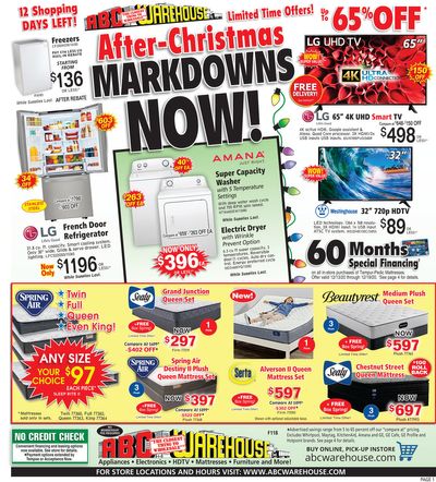 ABC Warehouse Weekly Ad Flyer December 13 to December 19, 2020