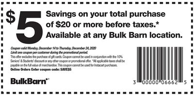 Bulk Barn Canada Coupon: December 14 to 24
