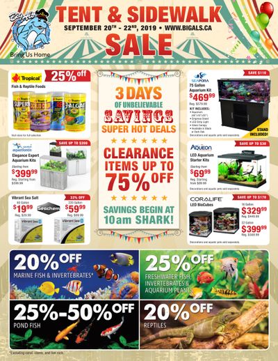 Big Al's Tent and Sidewalk Sale Flyer September 20 to 22