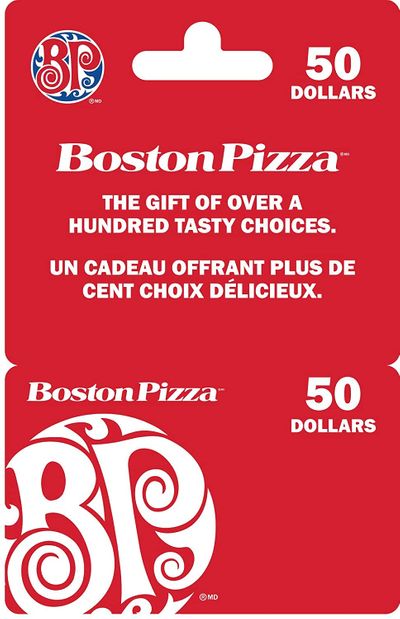 Boston Pizza Gift Card On Sale for $ 50.00 at Amazon Canada 