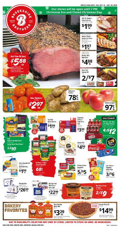 Brookshire Brothers Christmas Holiday Weekly Ad Flyer December 16 to December 24, 2020
