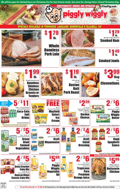 Piggly Wiggly (GA) Christmas Holiday Weekly Ad Flyer December 16 to December 29, 2020