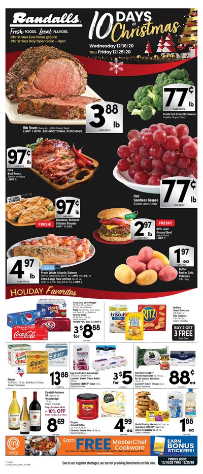 Randalls Christmas Holiday Weekly Ad Flyer December 16 to December 25, 2020