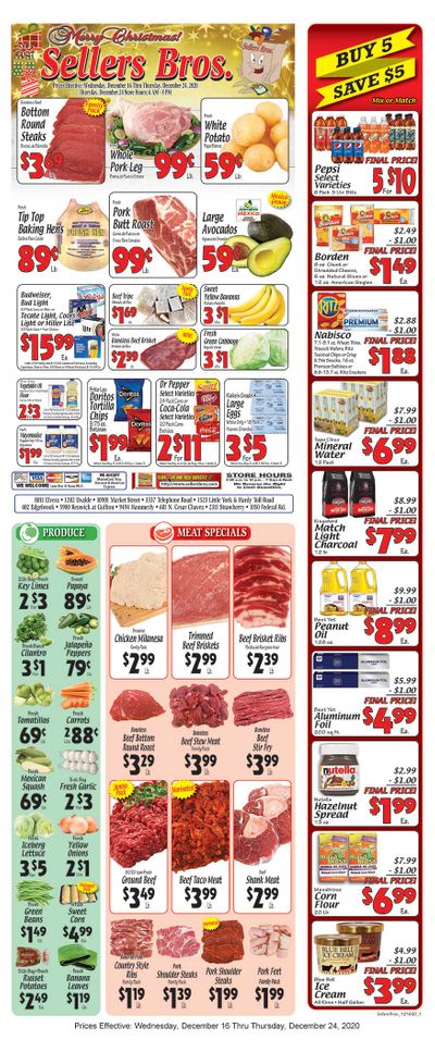 Sellers Bros Christmas Holiday Weekly Ad Flyer December 16 to December 24, 2020