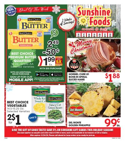 Sunshine Foods Christmas Holiday Weekly Ad Flyer December 16 to December 29, 2020
