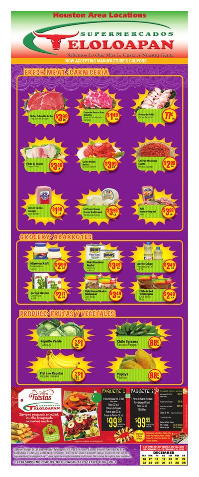 Supermercados Teloloapan Christmas Holiday Weekly Ad Flyer December 16 to December 29, 2020