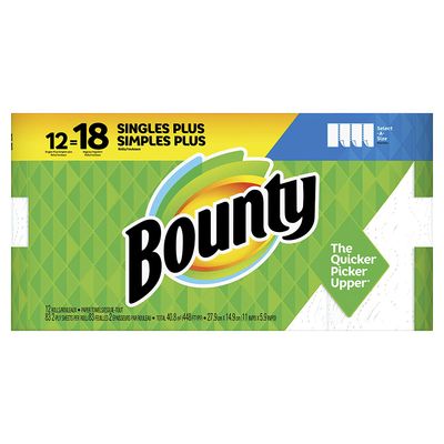 Bounty Select-A-Size Paper Towels, White, 12 Single Plus Rolls (Equal to 18 Regular Rolls) on Sale for $ 15.97 (Save $ 6.00) at Amazon Canada