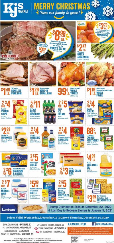 KJ´s Market (GA, SC) Weekly Ad Flyer December 16 to December 24