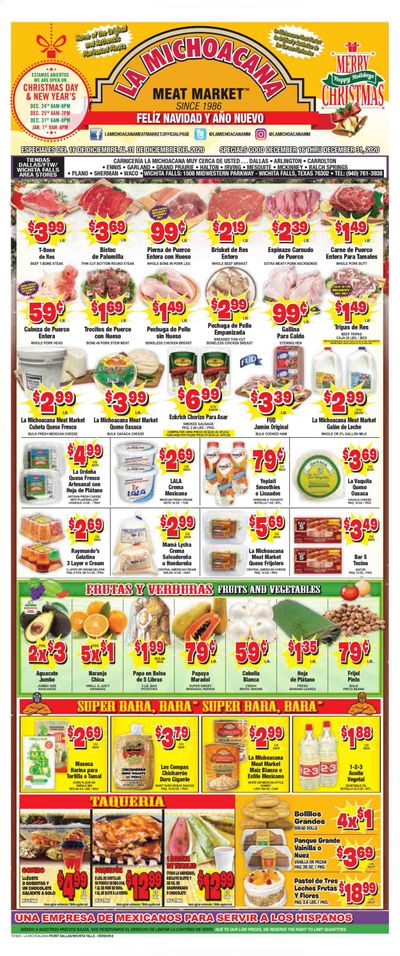 La Michoacana Meat Market (OK, TX) Weekly Ad Flyer December 16 to December 31