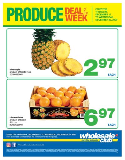 Wholesale Club (Atlantic) Produce Deal of the Week Flyer December 17 to 23