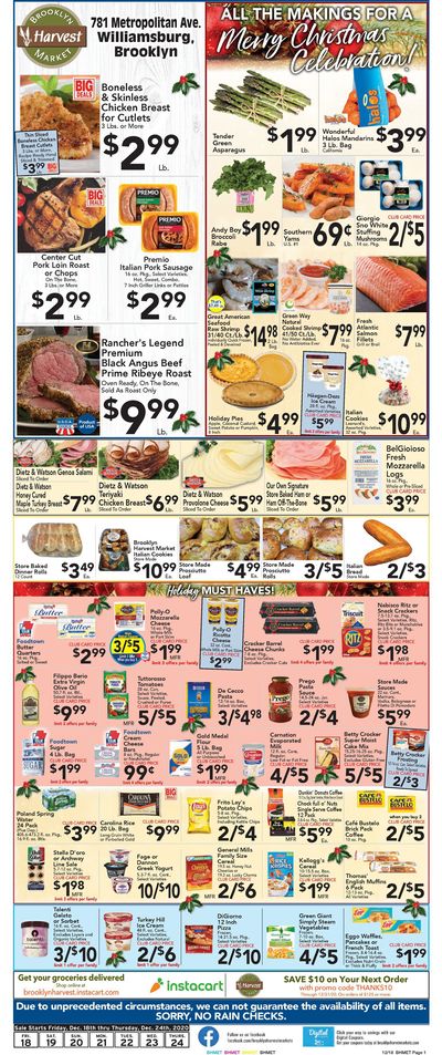 Brooklyn Harvest Market Christmas Holiday Weekly Ad Flyer December 18 to December 24, 2020