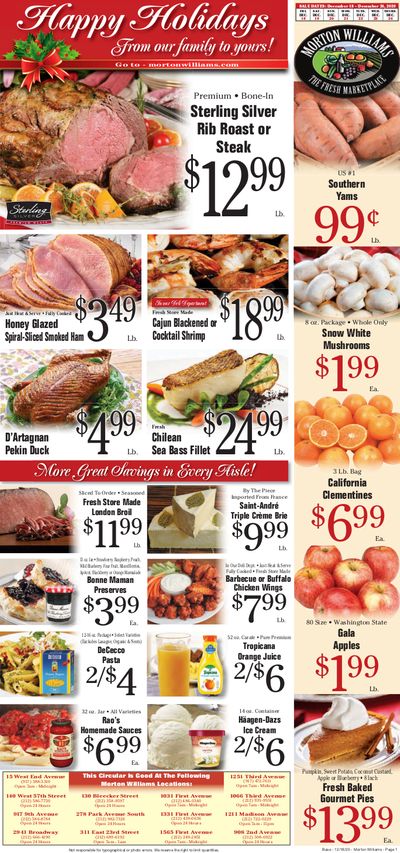 Morton Williams Holiday Weekly Ad Flyer December 18 to December 24, 2020