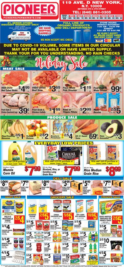 Pioneer Supermarkets Holiday Weekly Ad Flyer December 18 to December 24, 2020