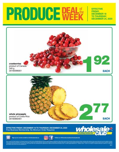 Wholesale Club (West) Produce Deal of the Week Flyer December 18 to 24