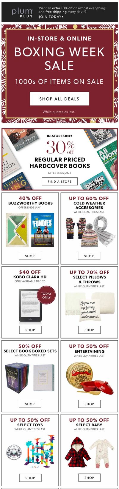 Chapters Indigo Boxing Week Sale December 26 to January 2