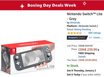Amazon Canada Boxing Day Deals Week: Nintendo Switch Lite for