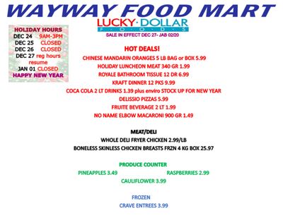WayWay Food Mart Flyer December 27 to January 2